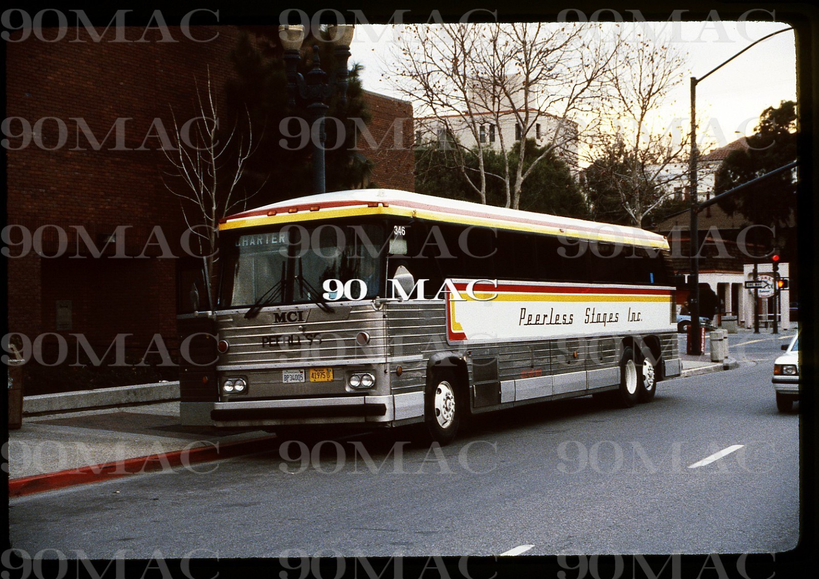 PEERLESS STAGES. MCI COACH BUS #346. San Jose (CA). Original Slide 1990.