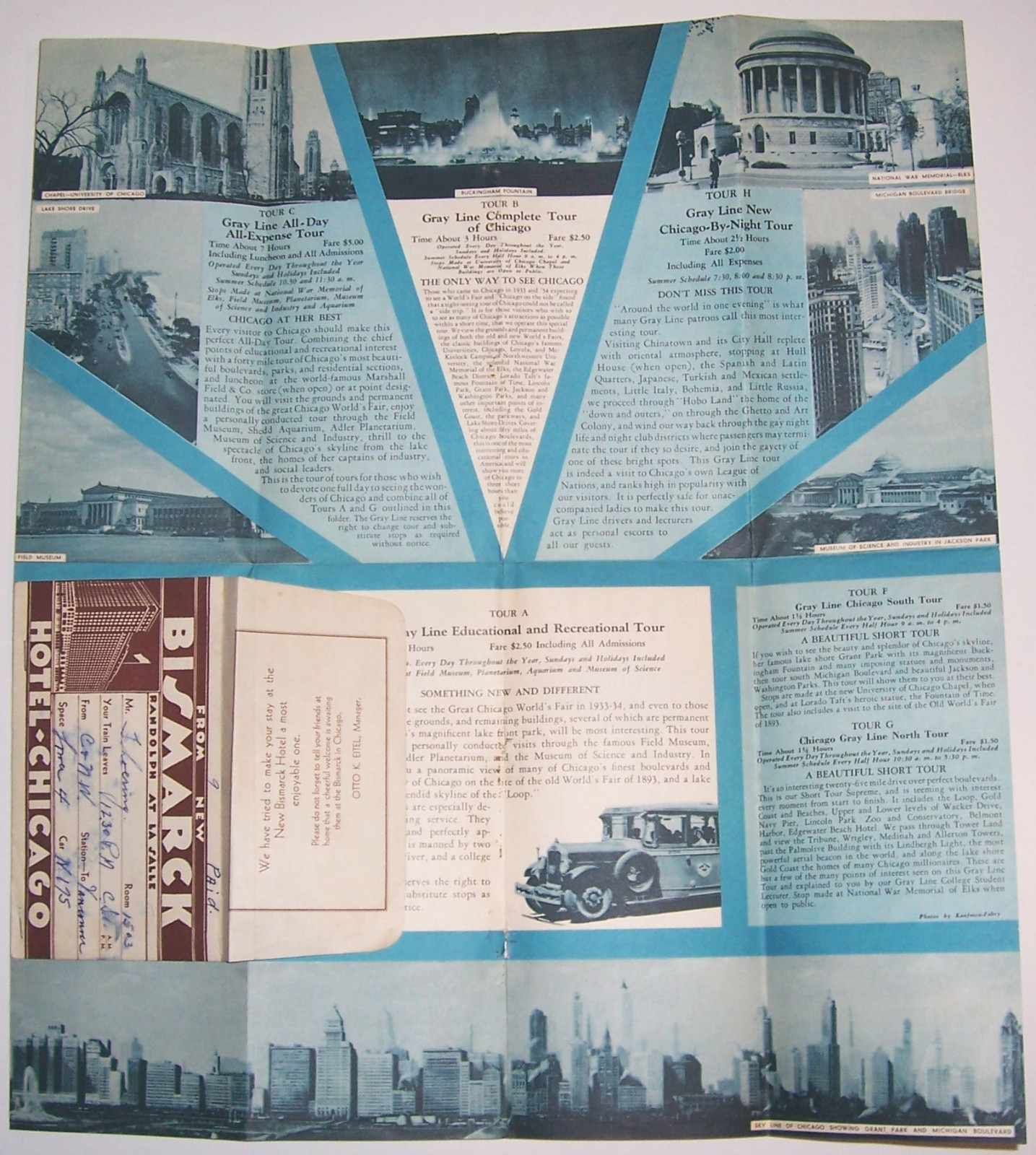 1935 Brochur Seeing Chicago The Gray Line bus !