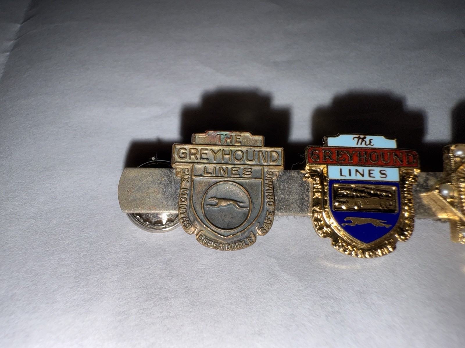 Vintage Greyhound Lines Employee Service Award Bracelet Enamel Pins Bus Company