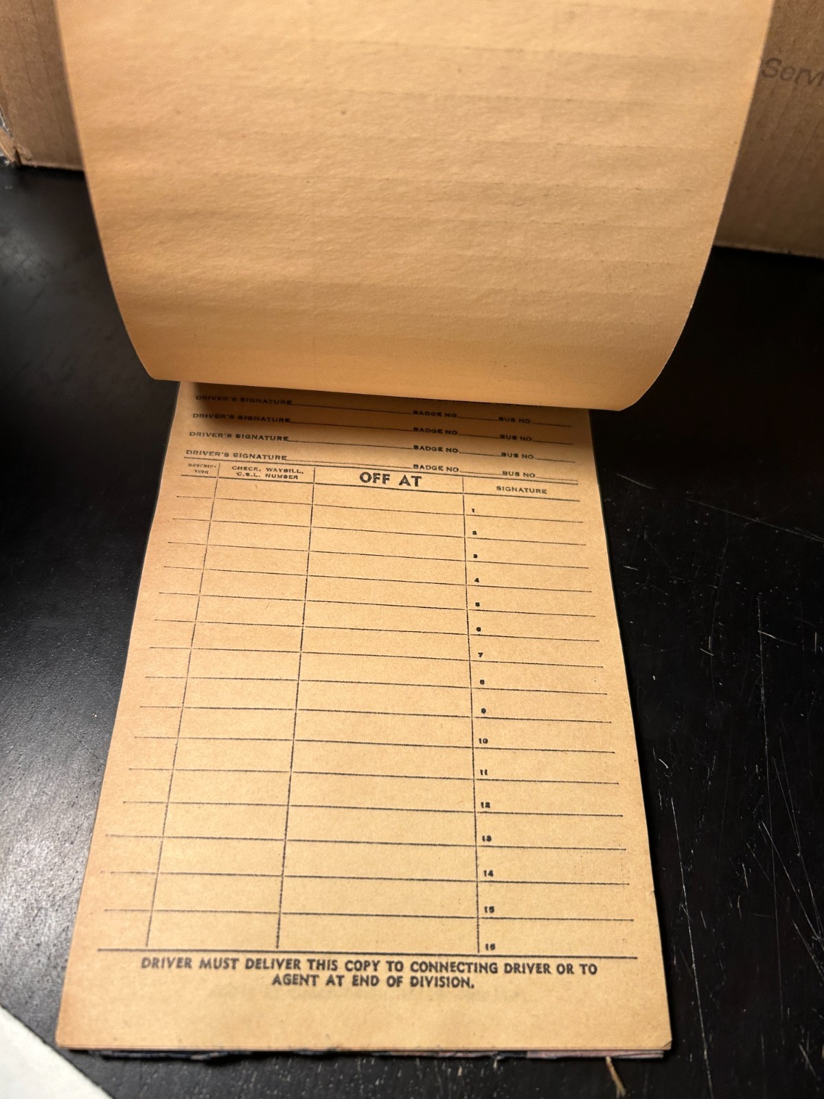 Vintage GREYHOUND LINES Bus Driver’s Memo Pad 1949 Delivery Form Ephemera Rare