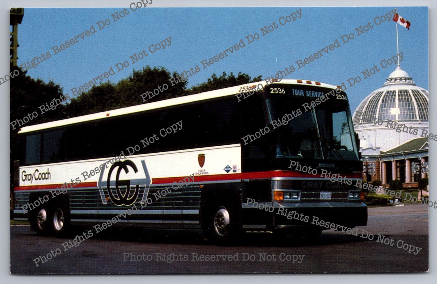 Vintage Postcard bus MCI 102A3 Wide Bodied Coach Gray Coach Tour Service Canada