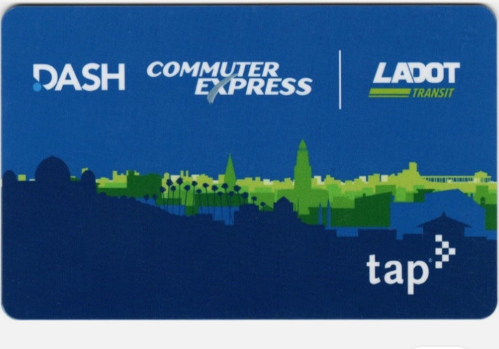 Los Angeles Metro Dash LADOT Commuter Express TAP Fare Card Bus Subway