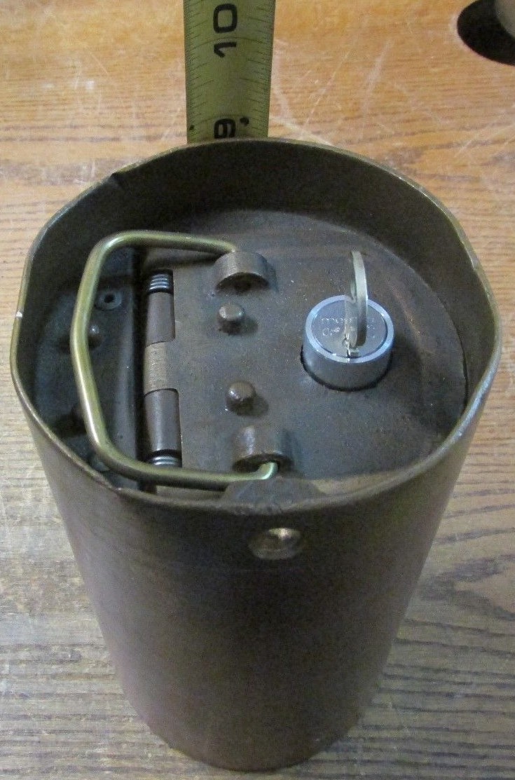 Vintage Diamond Mfg Brass Fare Box Money Vault Cylindrical 9″ X 4-3/4″ X 4-3/4″