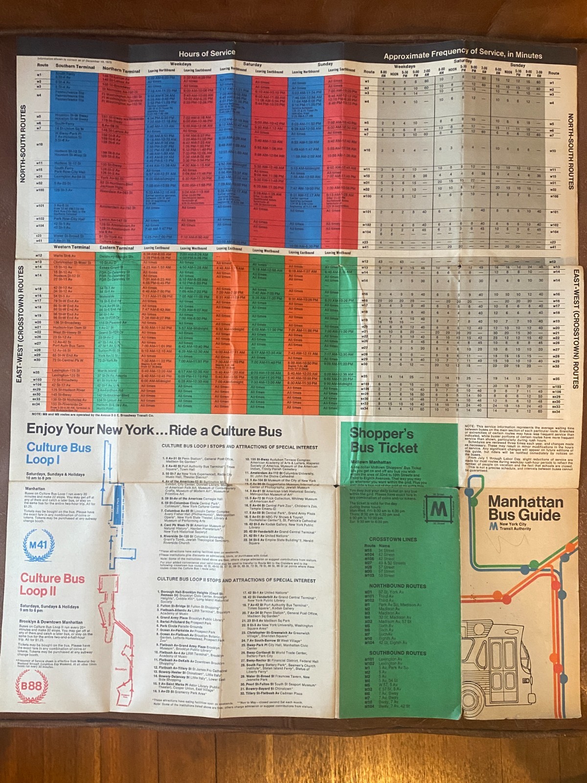 Manhattan New York City Bus Guide Transit MTA Map 1974 Revised 1976 Vintage