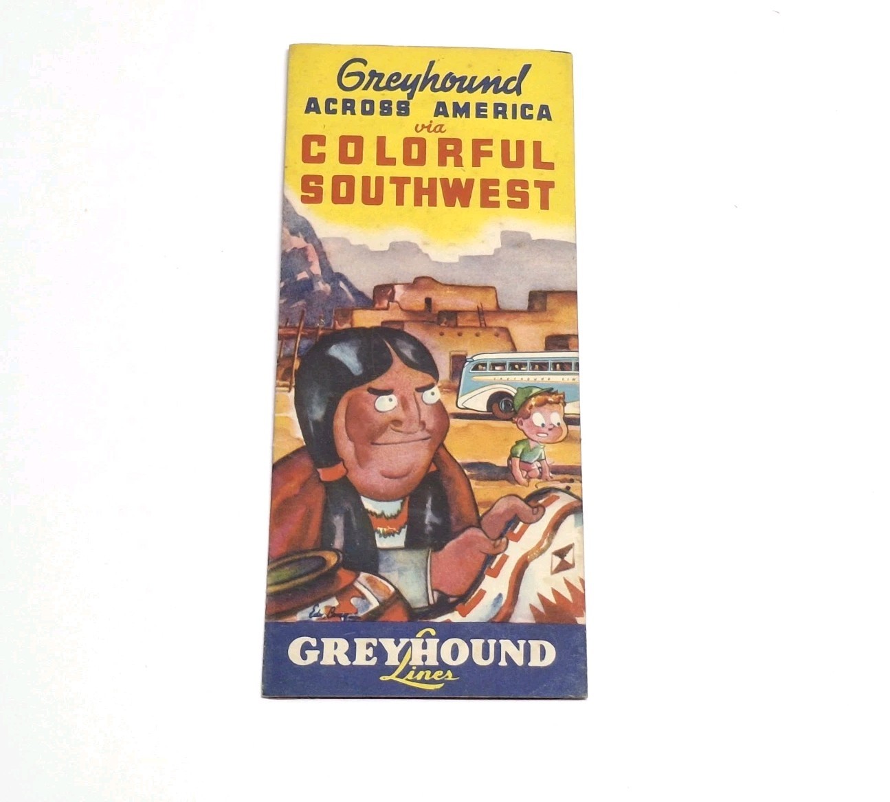 Greyhound Lines Across America Via Colorful Southwest Travel Bus Brochure 1940s
