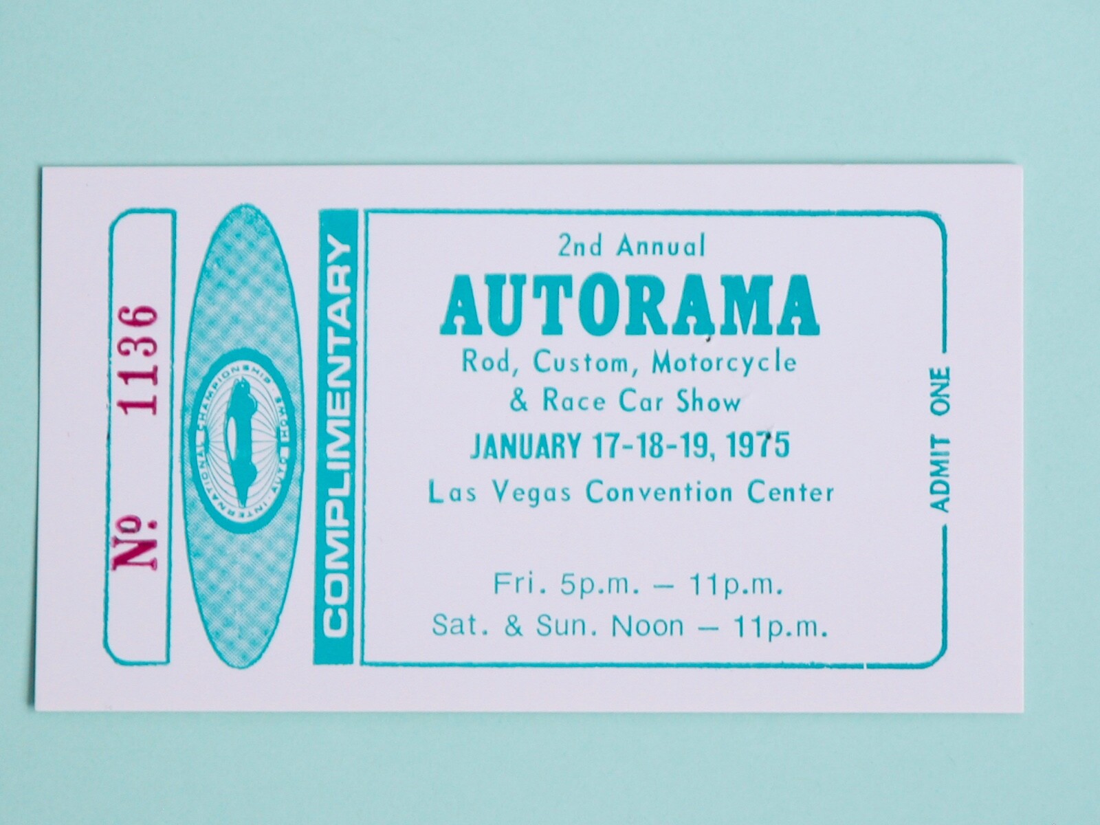 Vtg AUTORAMA 1970s Auto Show Ticket & Motorcycle Hot Rod Event Las Vegas