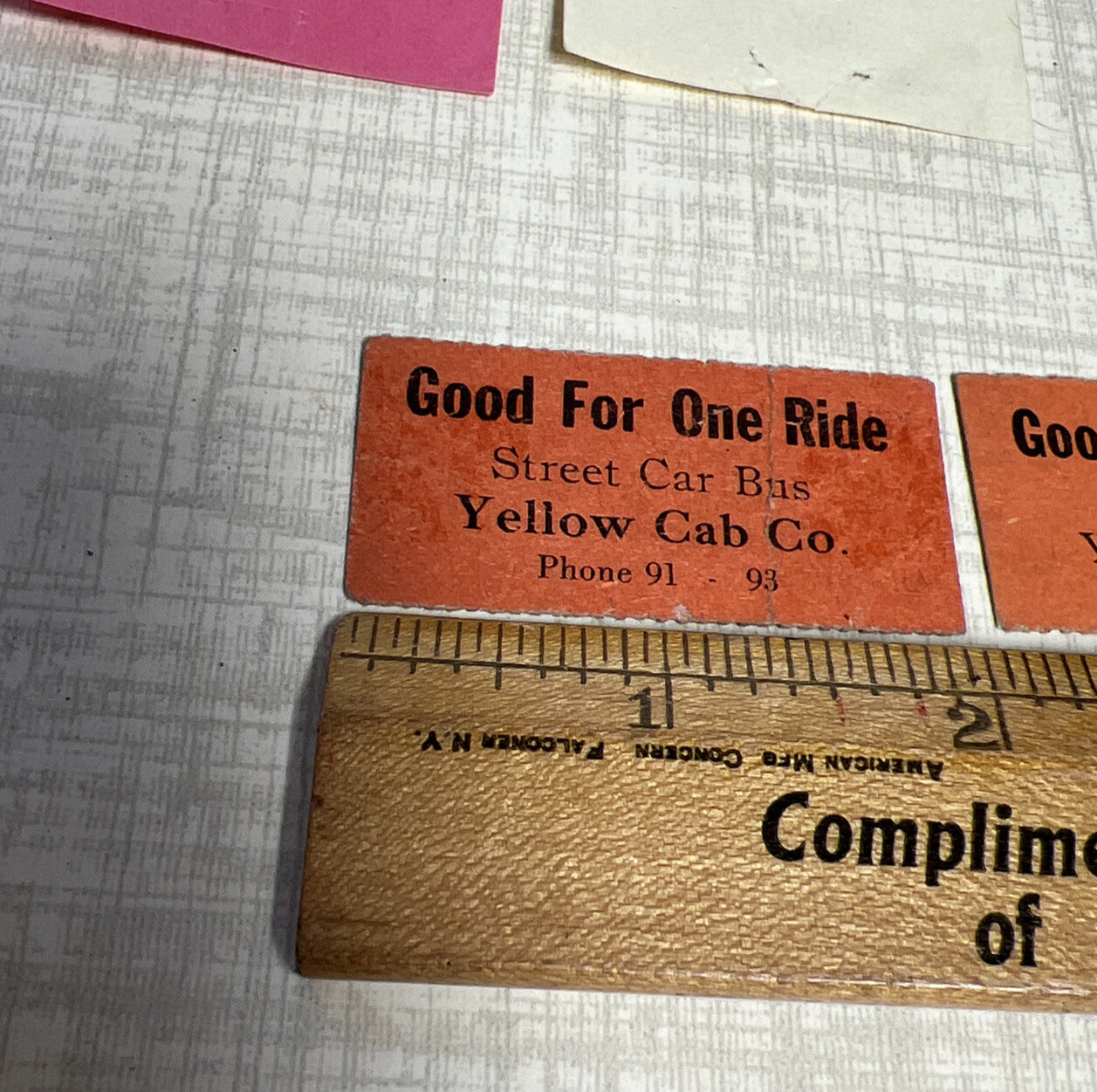 6 BUS TICKETS & YELLOW CAB FROM NORTH DAKOTA B& B BUS LINE MINOT MOTOR COACH