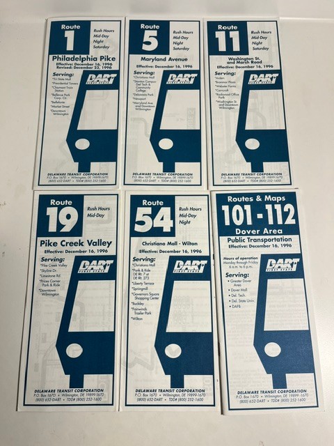 Delaware Transit Corporation select 1996 bus schedules