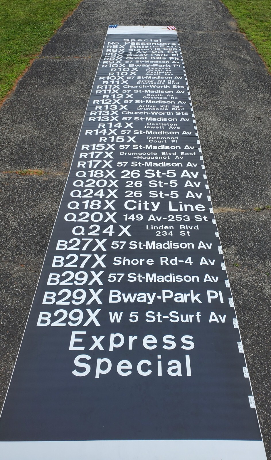 1972 NYCTA BUS ROLL SIGN CURTAIN BROOKLYN QUEEN’S STATEN ISLAND EXPRESS NY NYC