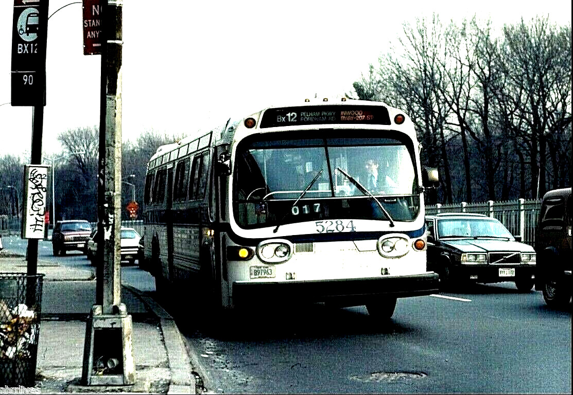 5×7 COLOR PHOTO NYC BUS 1971 BLITZ GM FISHBOWL #5284 Bx-12 PELHAM PKWY. 3/11/94