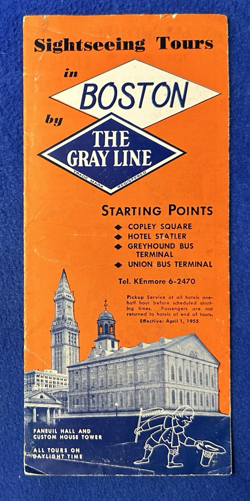 Vintage 1955 Sightseeing Tours in Boston by The Gray Line / Bus Tours Pamphlet