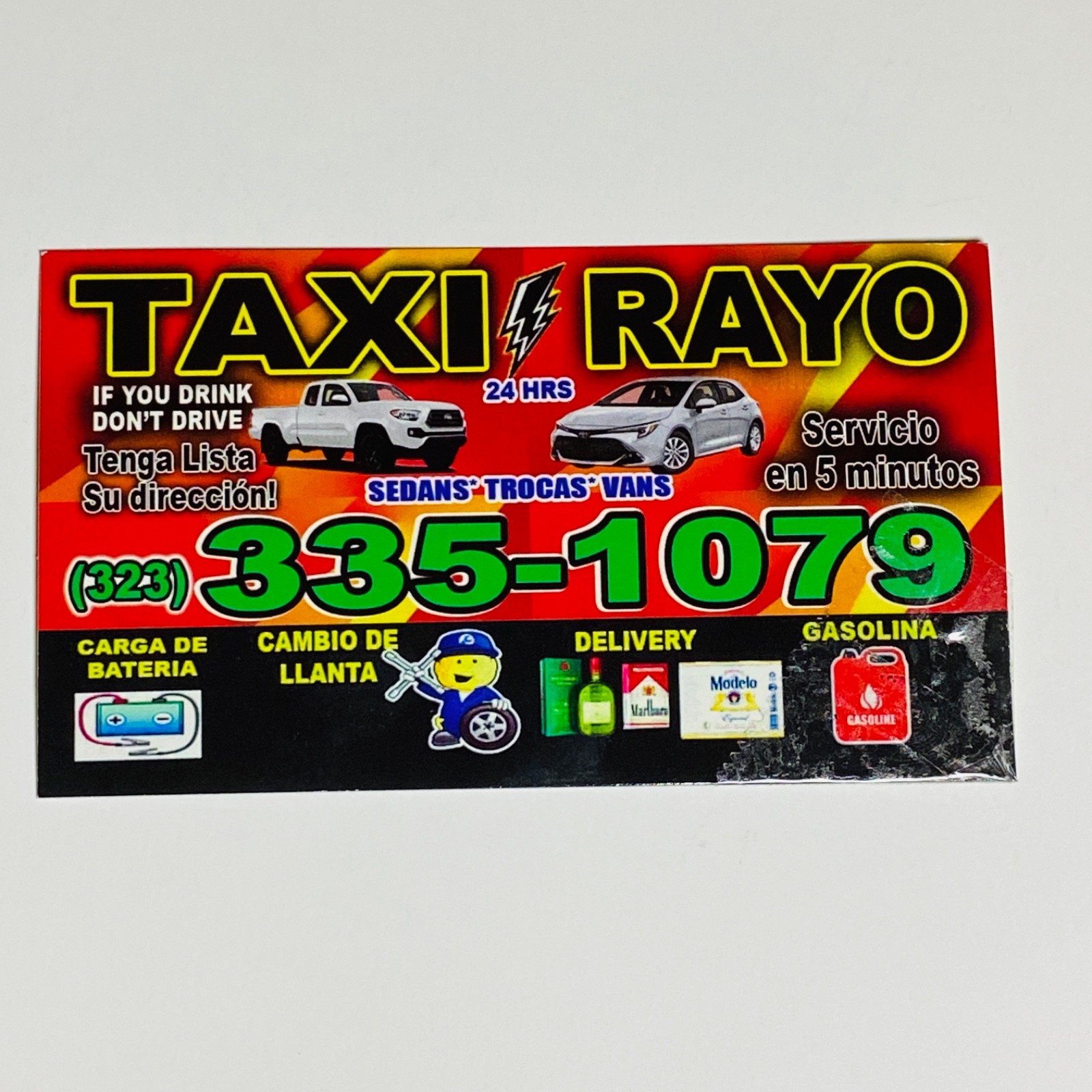 Print Ad Business Card Taxi Cab Service Car Travel Los Angeles City Transport