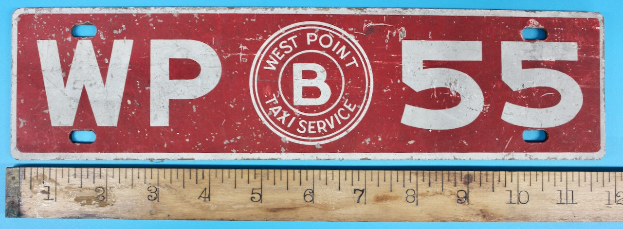 Original Vintage West Point Taxi Service Masonite Sign License Plate Style