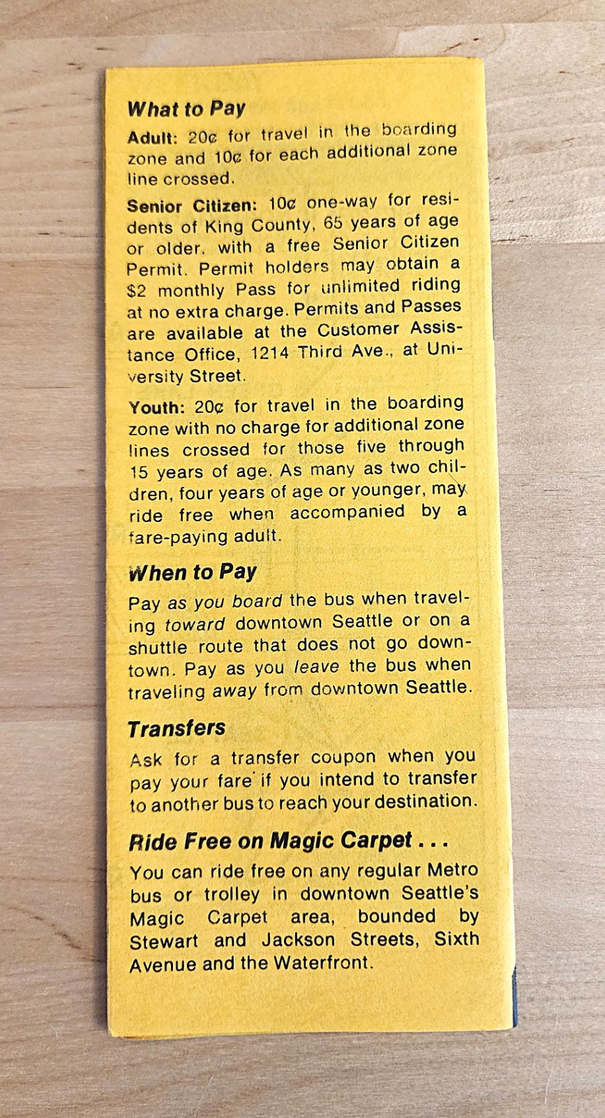 1975 METRO TRANSIT BUS TIME TABLE ROUTE 16 MERIDIAN 145th BLUE STREAK SEATTLE WA