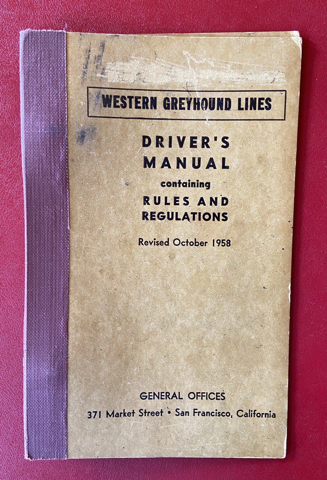 Greyhound Bus Drivers Manual Cover, 1958