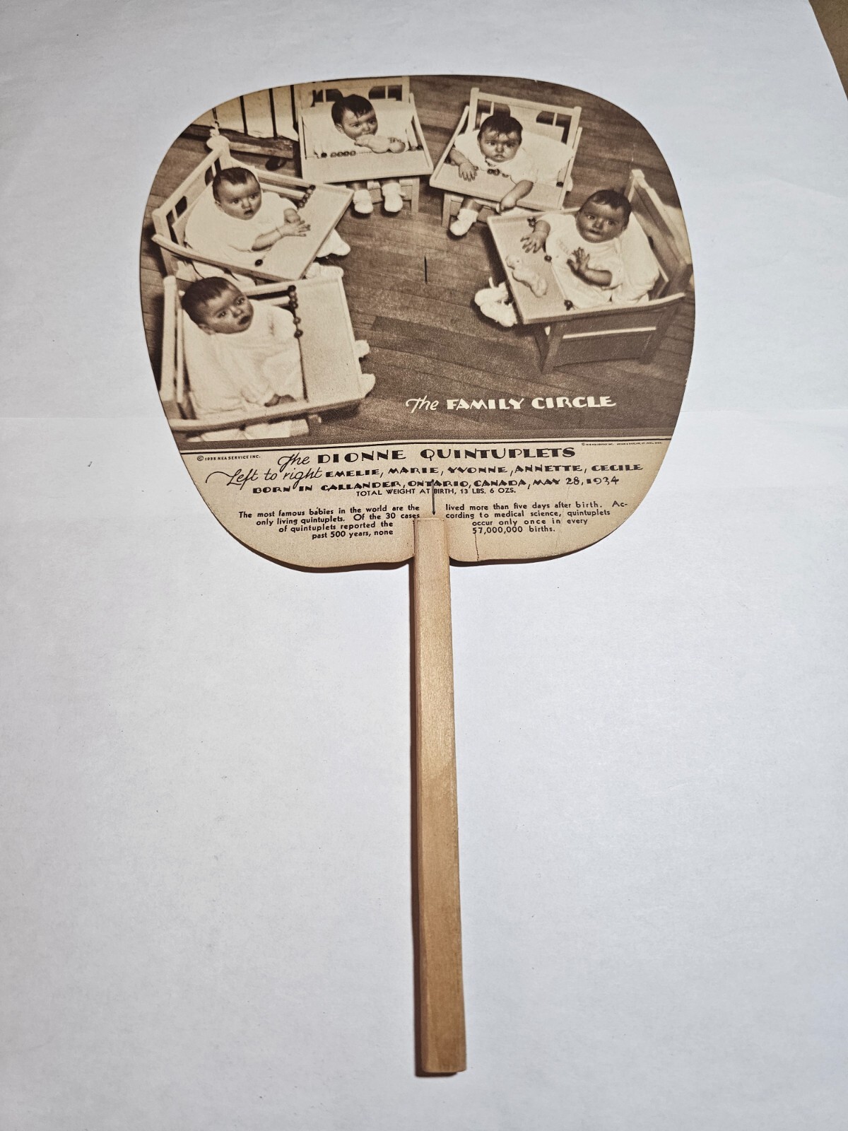 c.1935 NORTH HALEDON BUS LINE FAN NEW JERSEY DIONNE QUINTUPLETS ADVERTISING N.J.