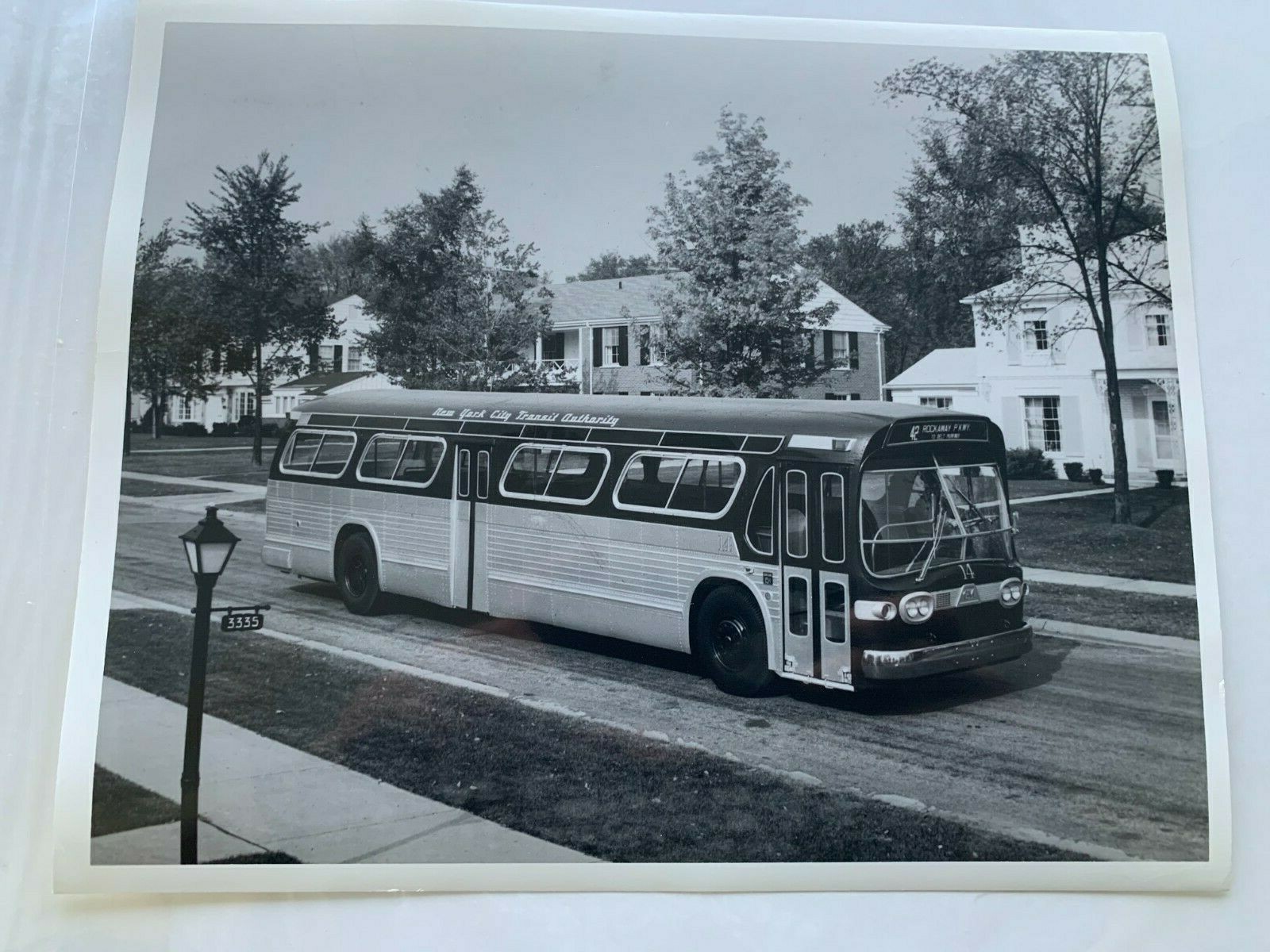 8X10 NYCTA NY NYC BUS #14 ROCKAWAY PARKWAY NEIGHBORHOOD BLACK WHITE PHOTOGRAPH