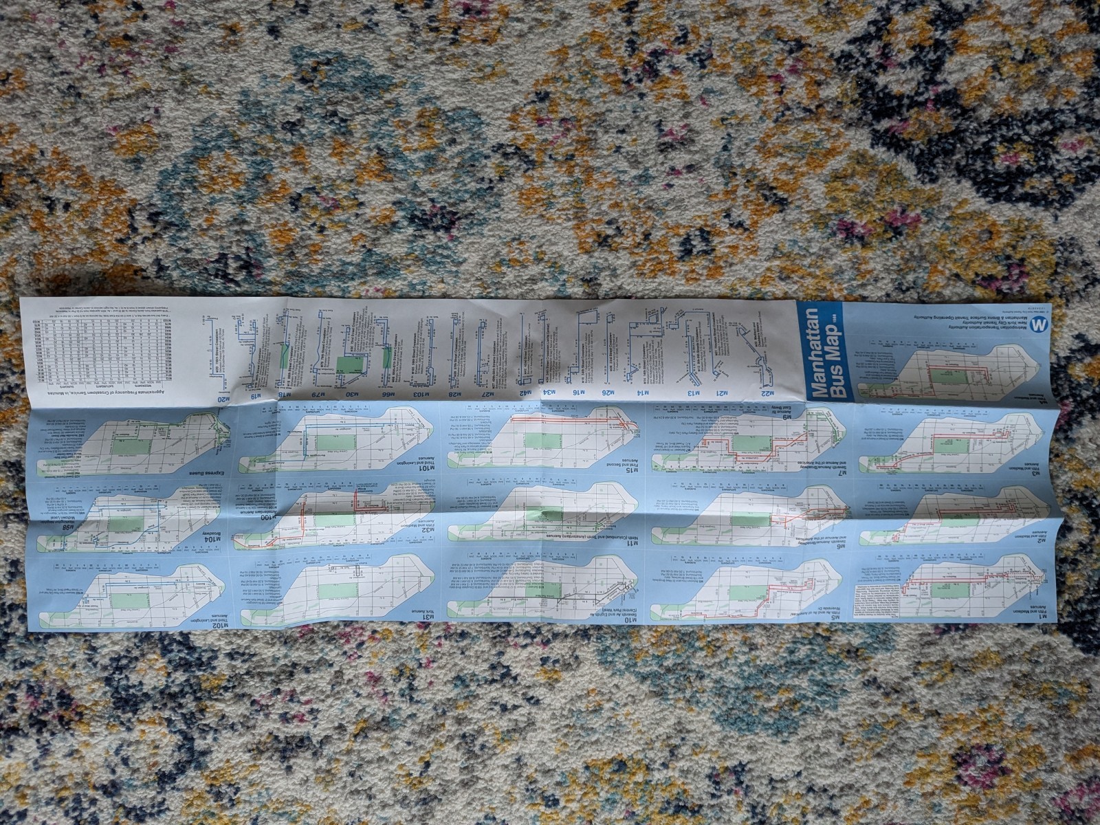MTA New York City Transit Manhattan Bus Map 1988