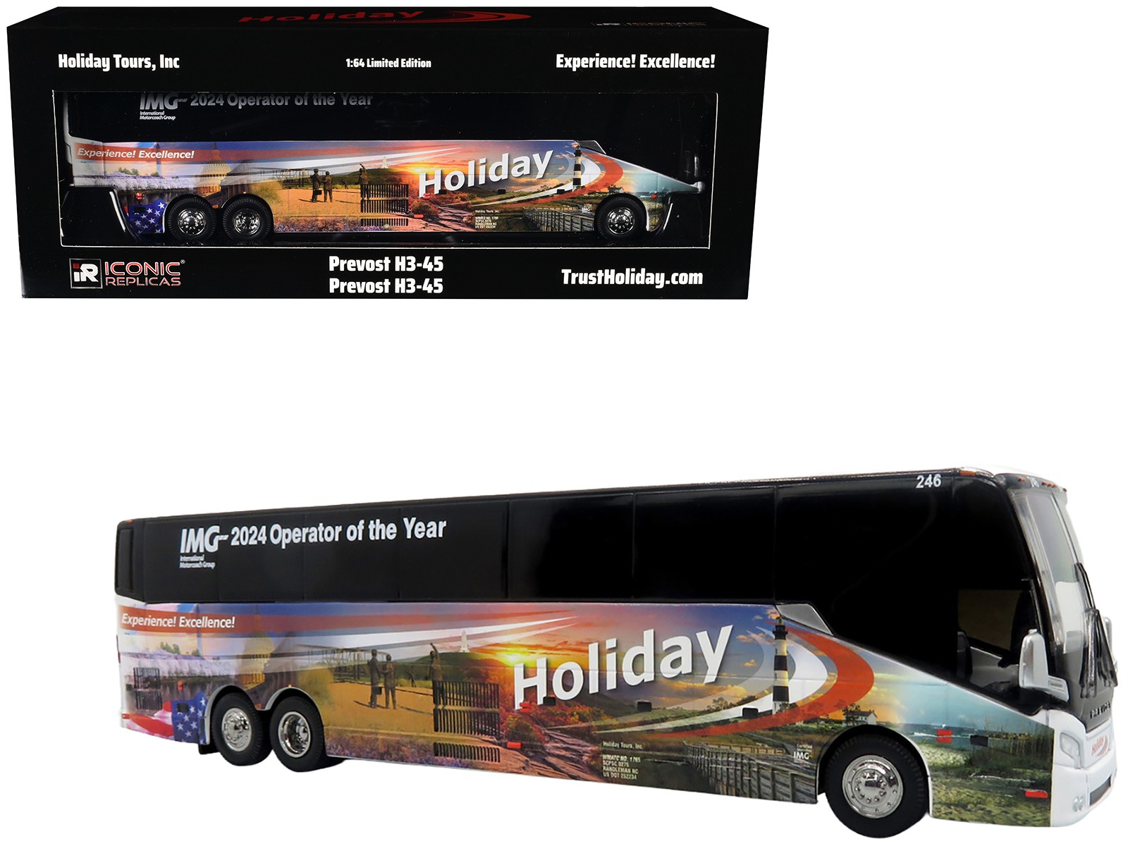 Prevost H3 45 Coach Bus White 1/64 Holiday Tours 2024 IMG Operator of the Year