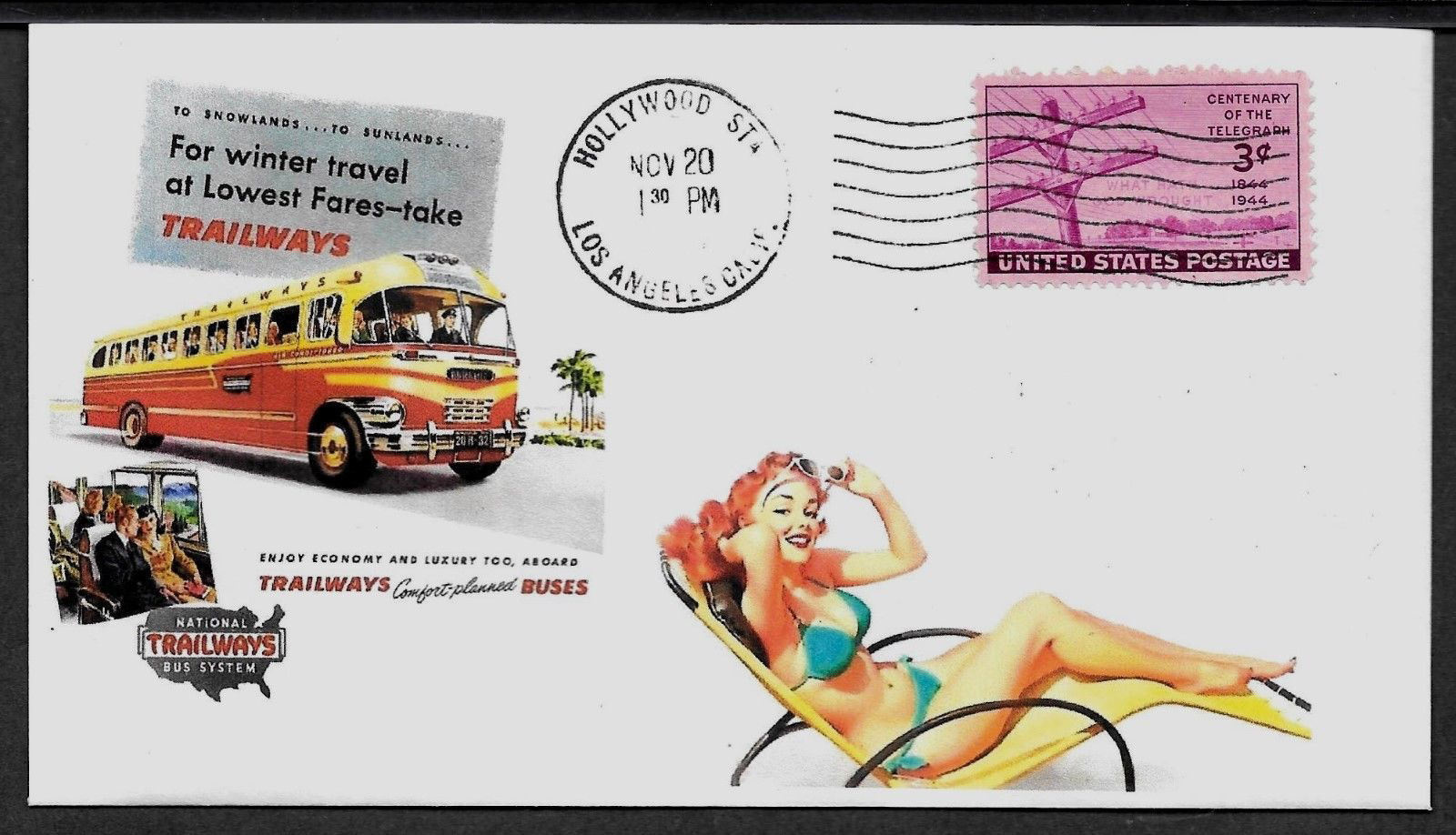 1940s Trailways Bus System Featured on Collector’s Envelope *A517