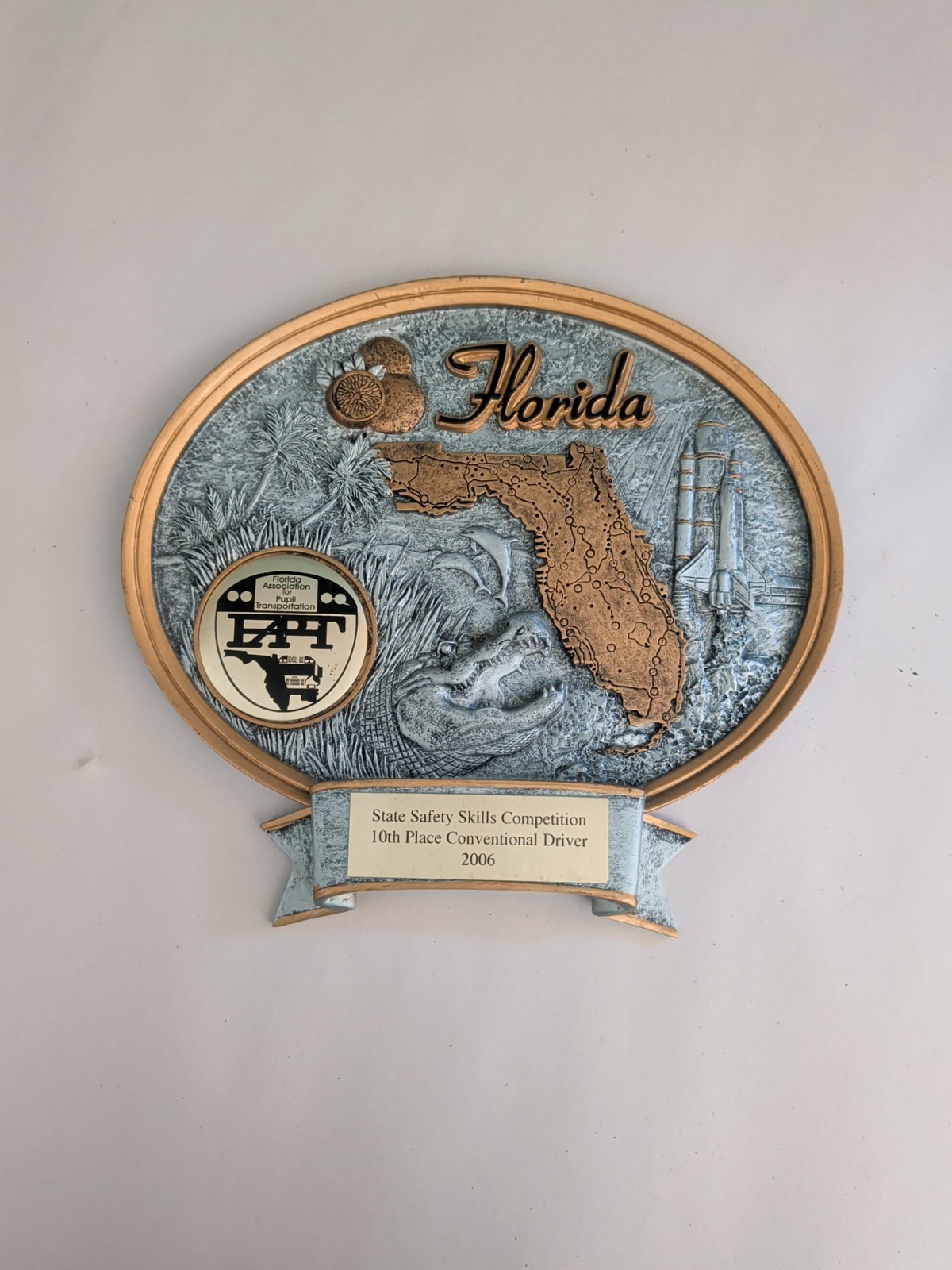 Florida Asscoiation for Pupil Transportation Safety Award Plaque 2006 10th Place