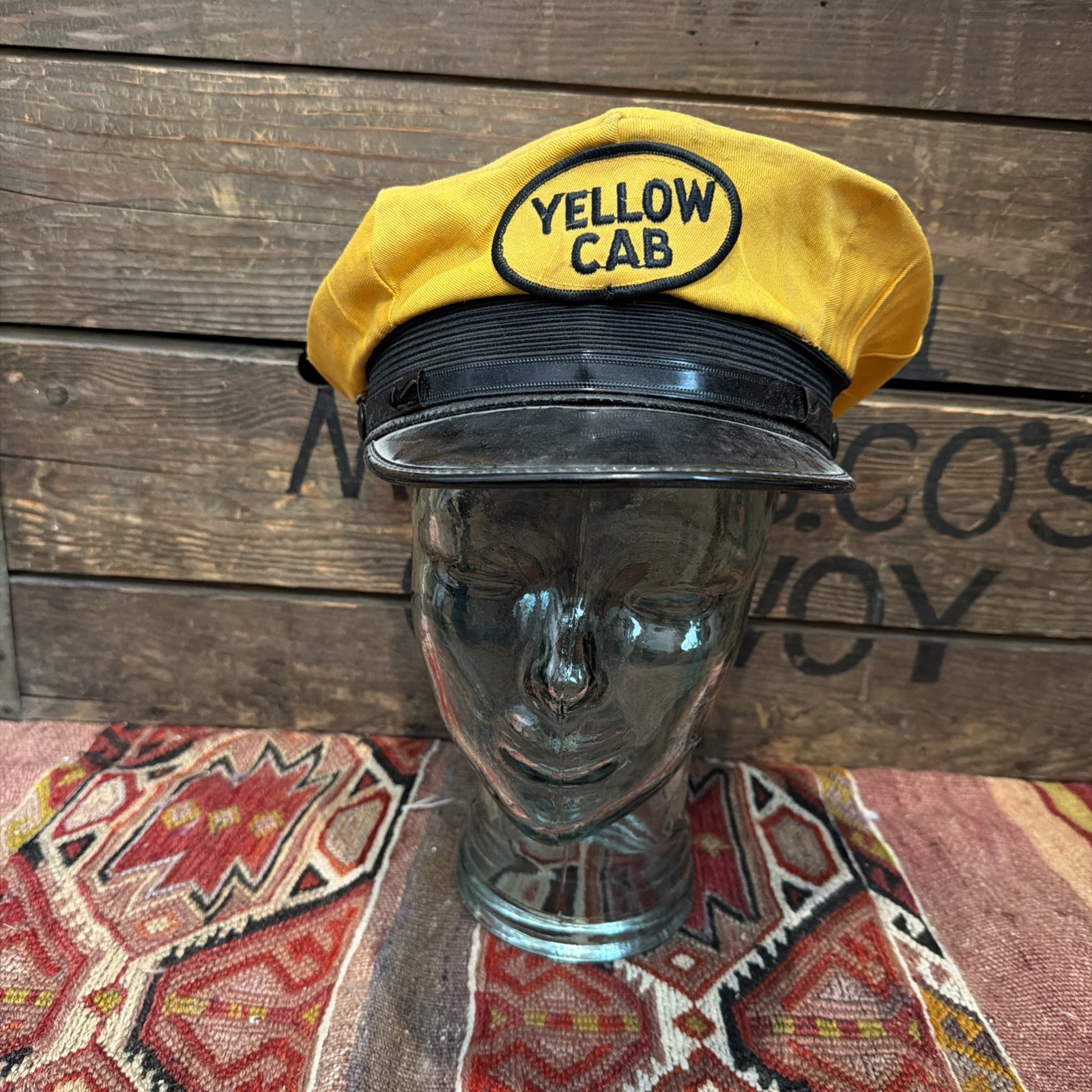 Vintage Yellow Cab Cloth Driver Cap With Patch Sentry Brand – 7 1/4