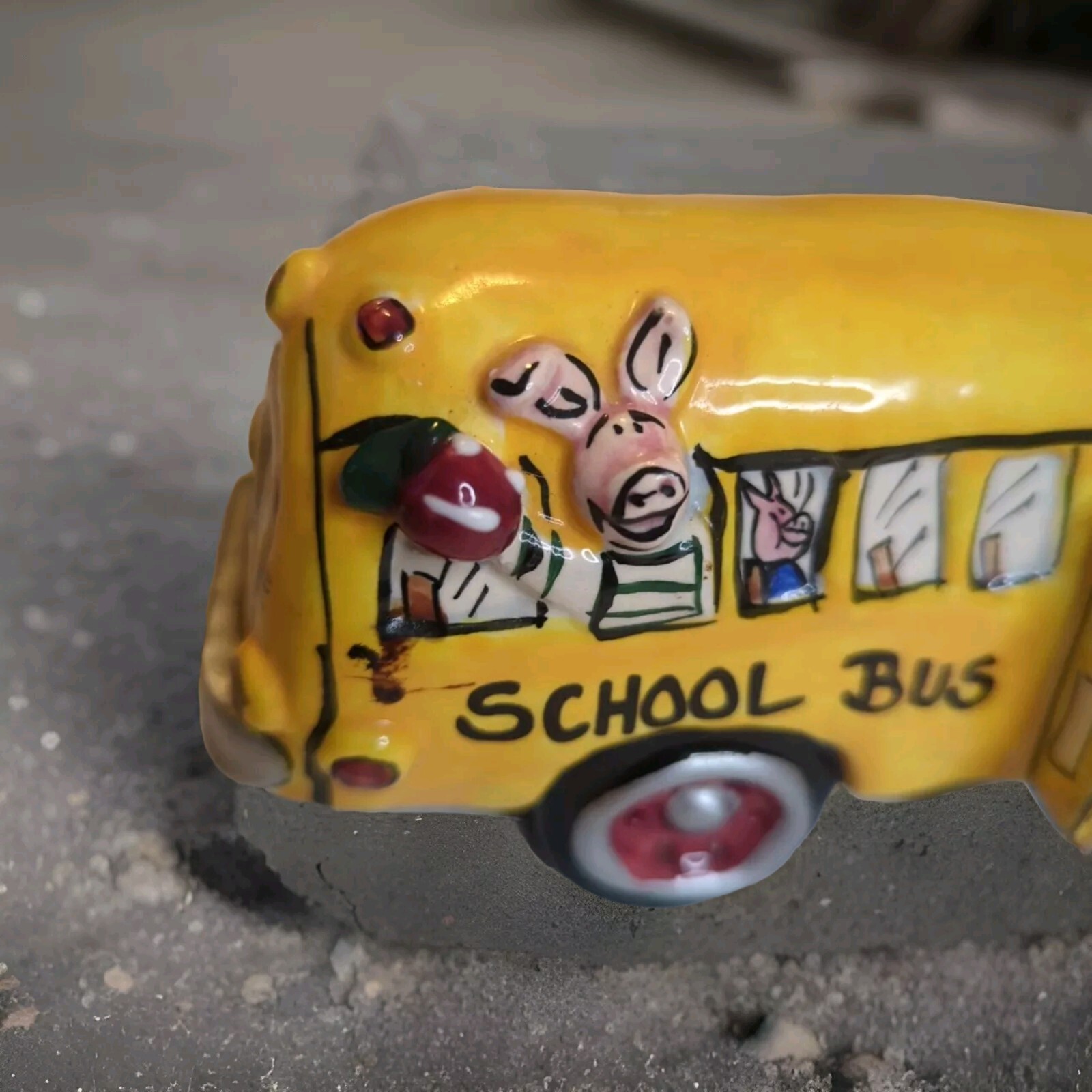 Ceramic School Bus Bus Driver Gift Teacher Gift Yellow Bus Pigs