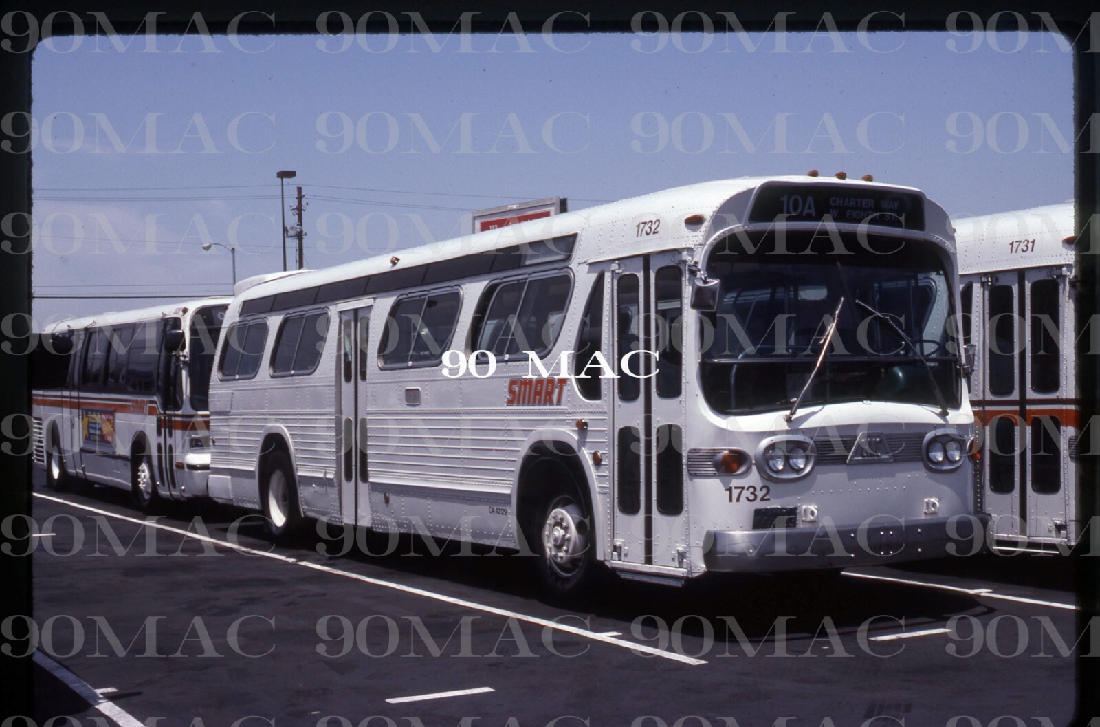 SMTD. GM COACH BUS #1732. Stockton (CA). Original Slide 1992.