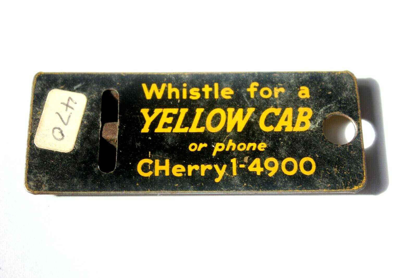 Antique Advertising Whistle for a YELLOW CAB or phone Ch erry 1-4900