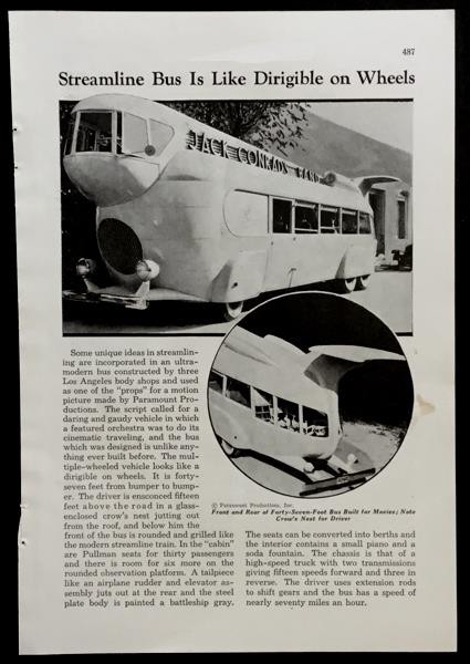 Jack Conrads Band Bus 1935 Stolen Harmony pictorial Standard Carriage Works