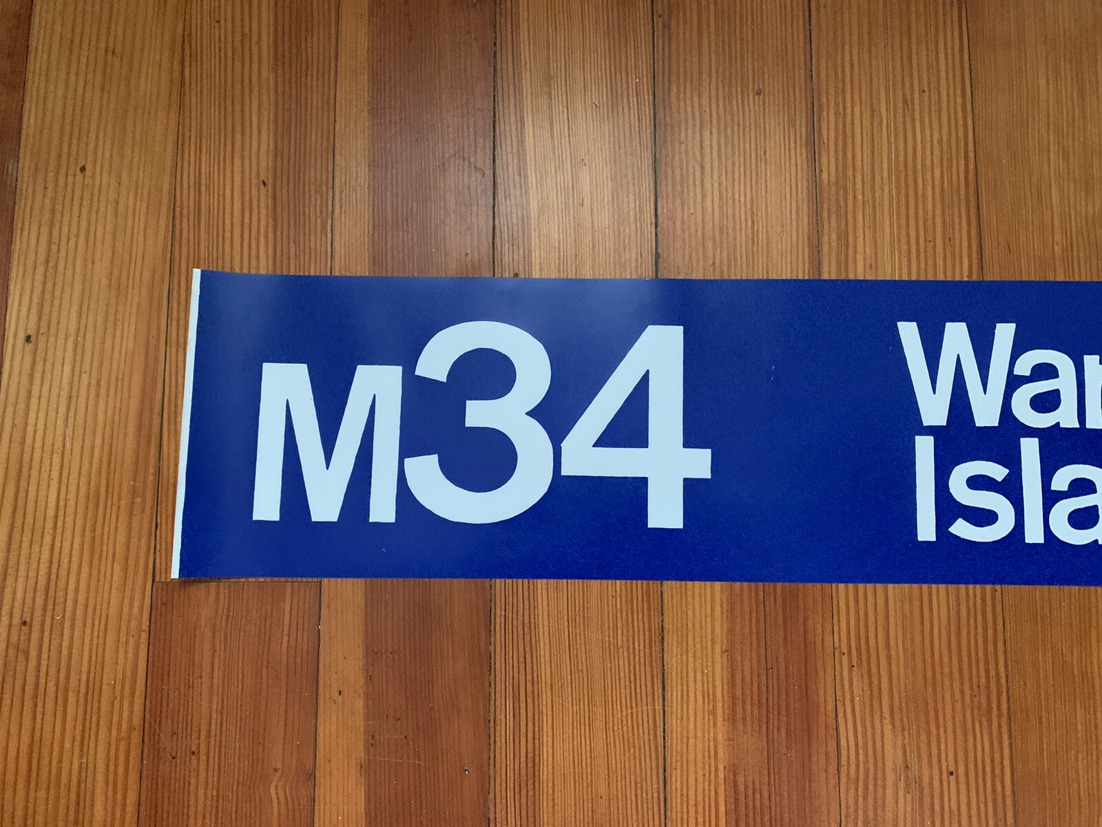 NY NYC BUS ROLL SIGN 1974 GM 4808 M34 WARDS ISLAND VINTAGE TRANSIT COLLECTIBLE