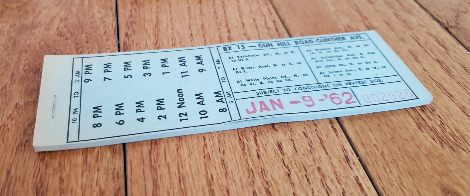 1962 MABSTOA BUS TRANSFER TICKET BOOK BX15 GUN HILL RD GUNTHER BRONX NY NYCTA