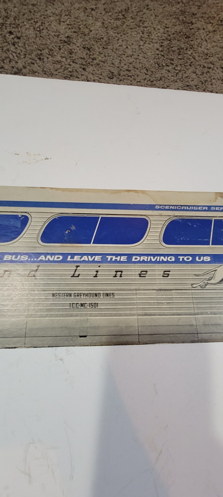 Vintage Western Greyhound Bus Advertisement CARDBOARD STANDUP Suncruiser Service