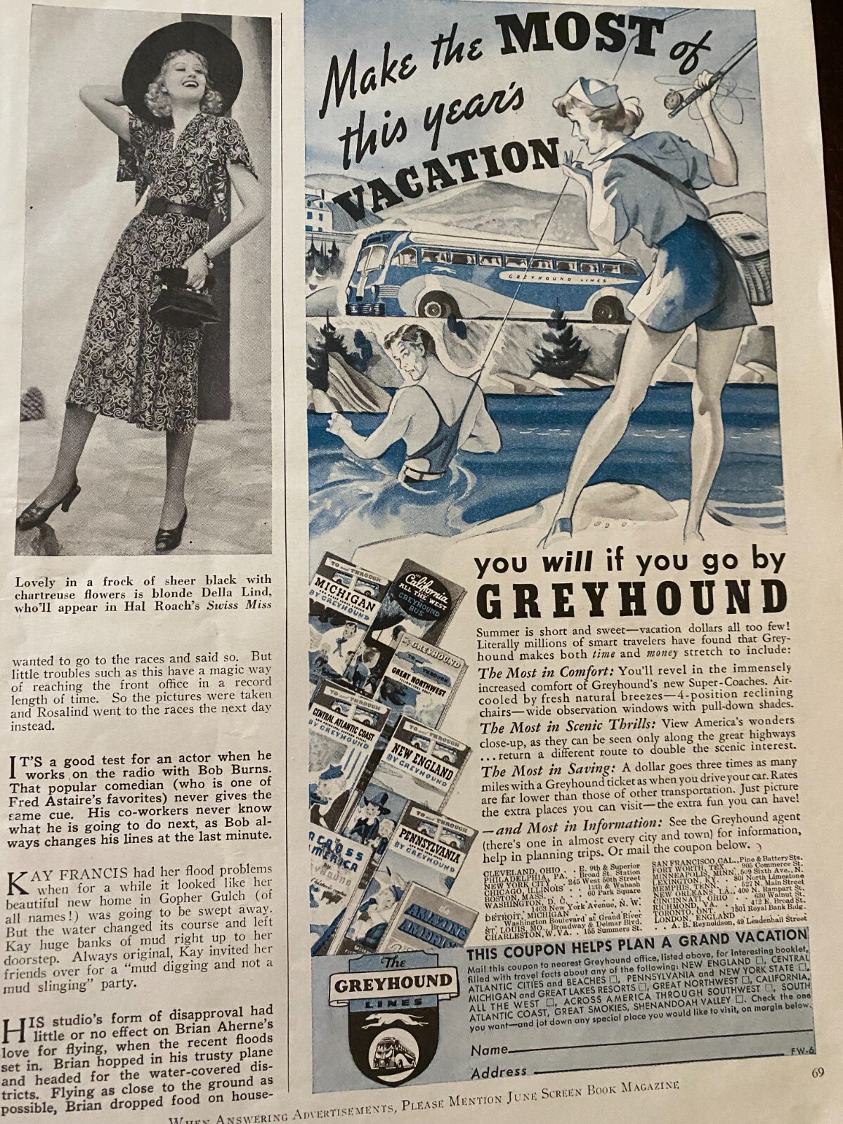 Greyhound Bus, Vintage Print Ad