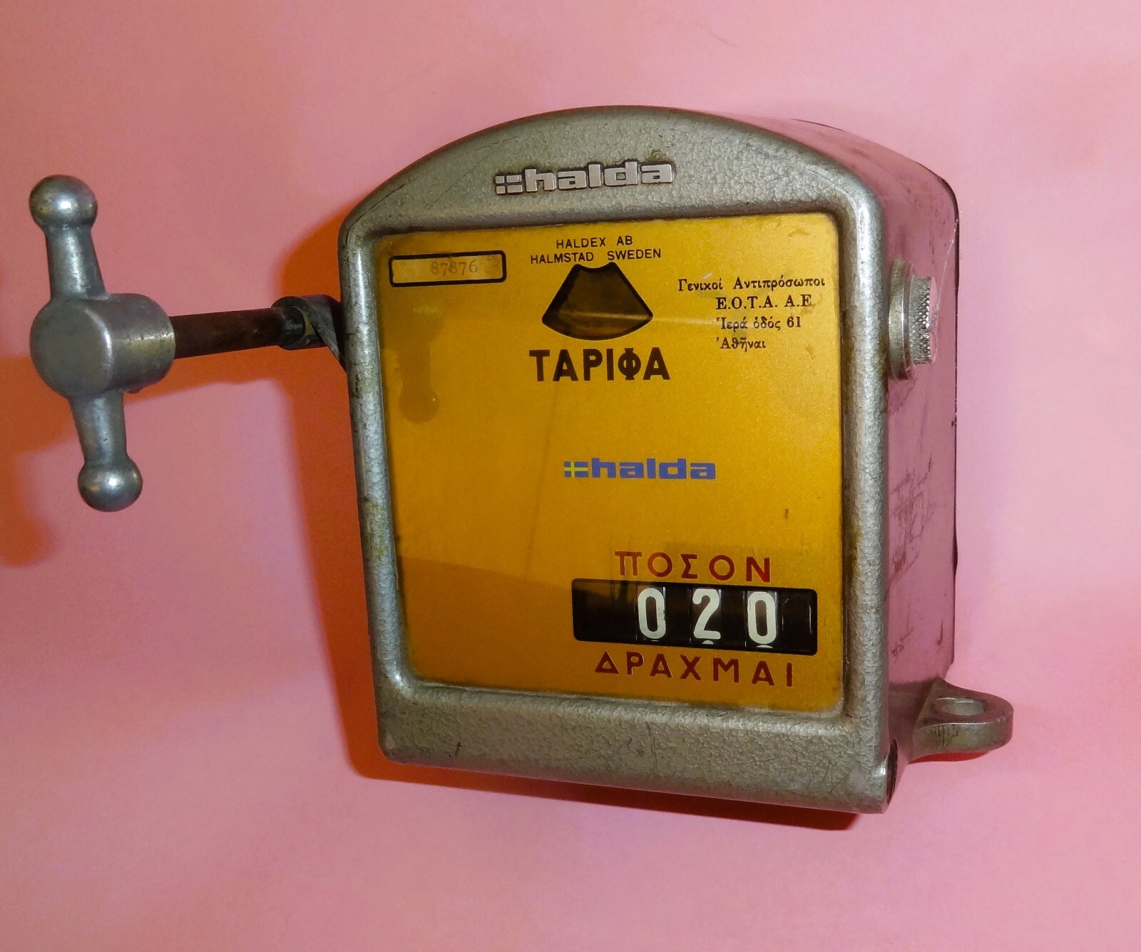 Vtg HALDA TAXIMETER GREEK METAL TAXI CAB TARIFF FARE HALDEX AB SWEDEN 197O’s