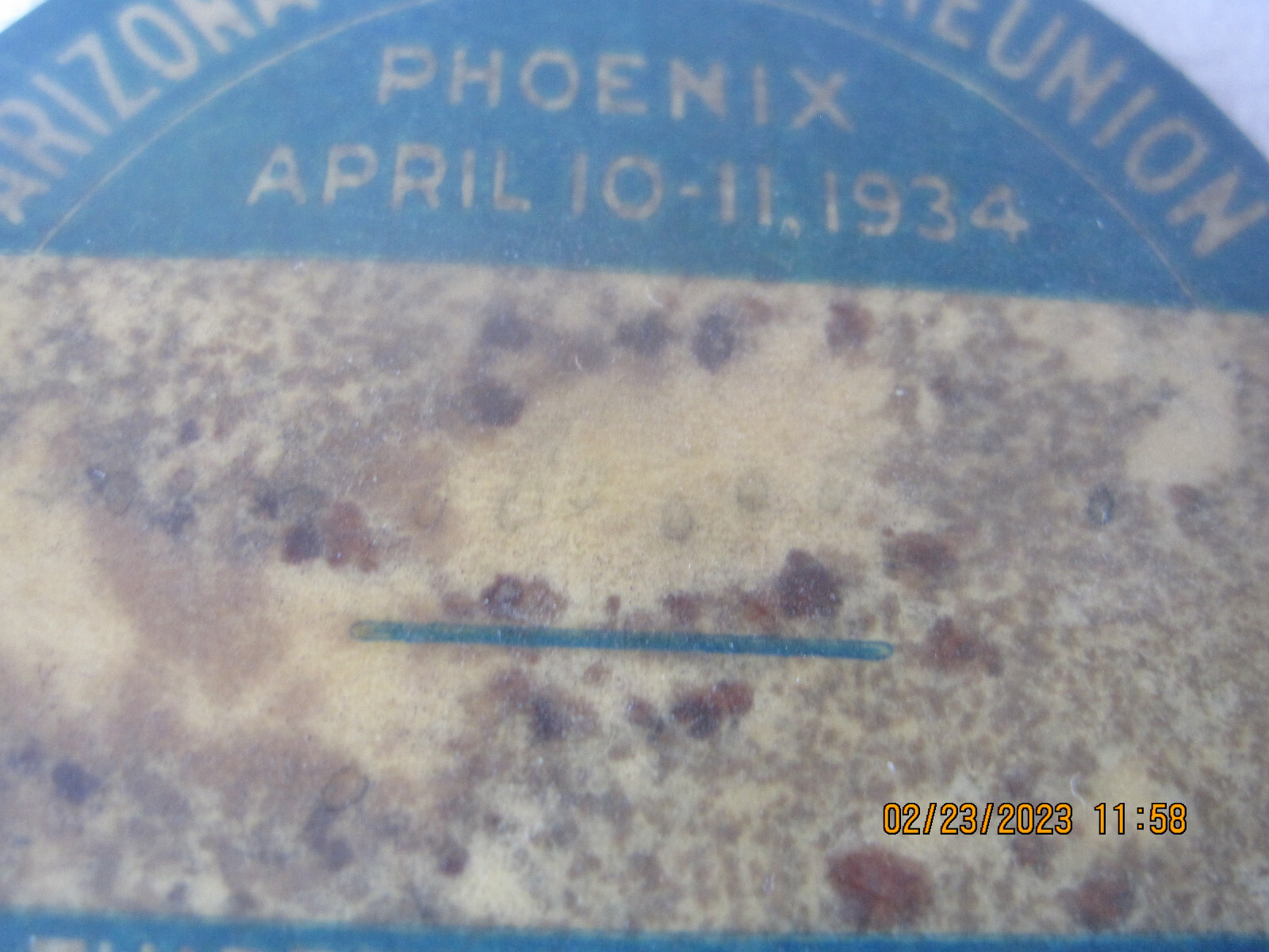 ARIZONA PIONEERS REUNION-ARIZONA REPUBLIC 1934 vintage Guest button 13th meeting
