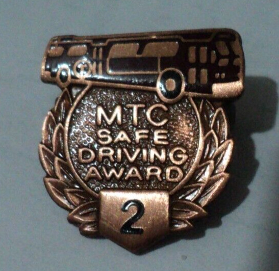 Vintage MTC Safe Driving Award 2 Year Transportation Bus Enameled Pin
