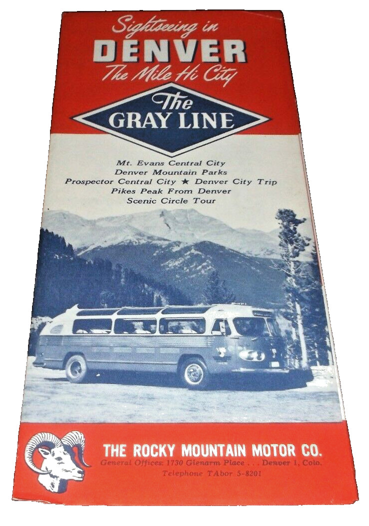 1956 GRAY LINE DENVER SIGHTSEEING IN THE MILE HIGH CITY BROCHURE