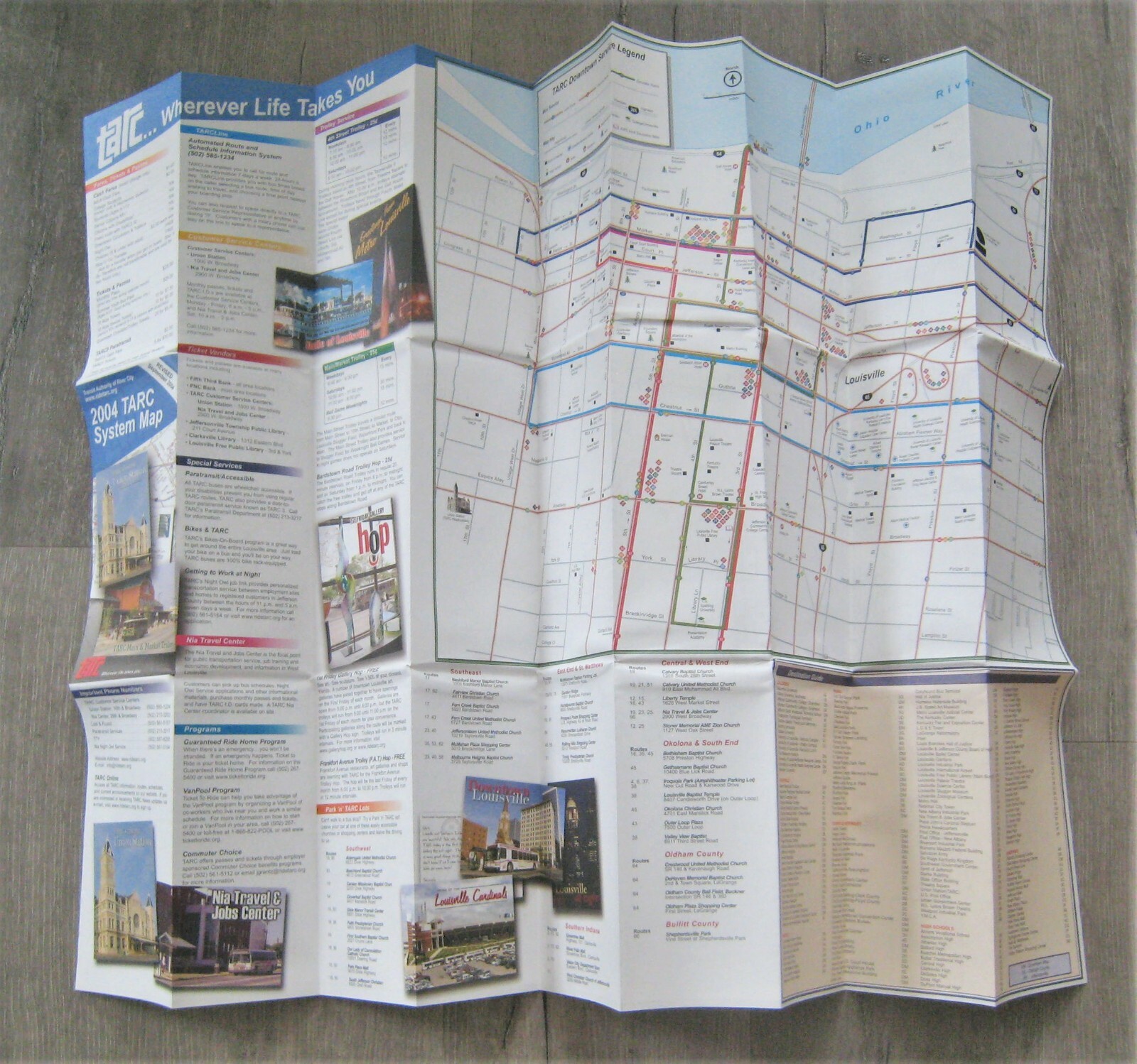 Lot of 2 (2004 and 2005) Tarc Transit Bus System Maps Louisville Kentucky KY