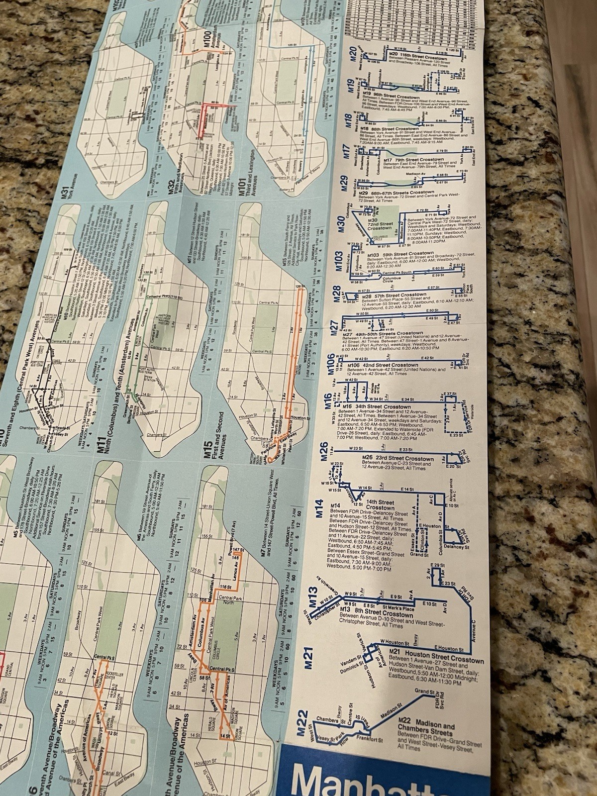 VINTAGE 1982 MANHATTAN BUS MAP M4 NYC