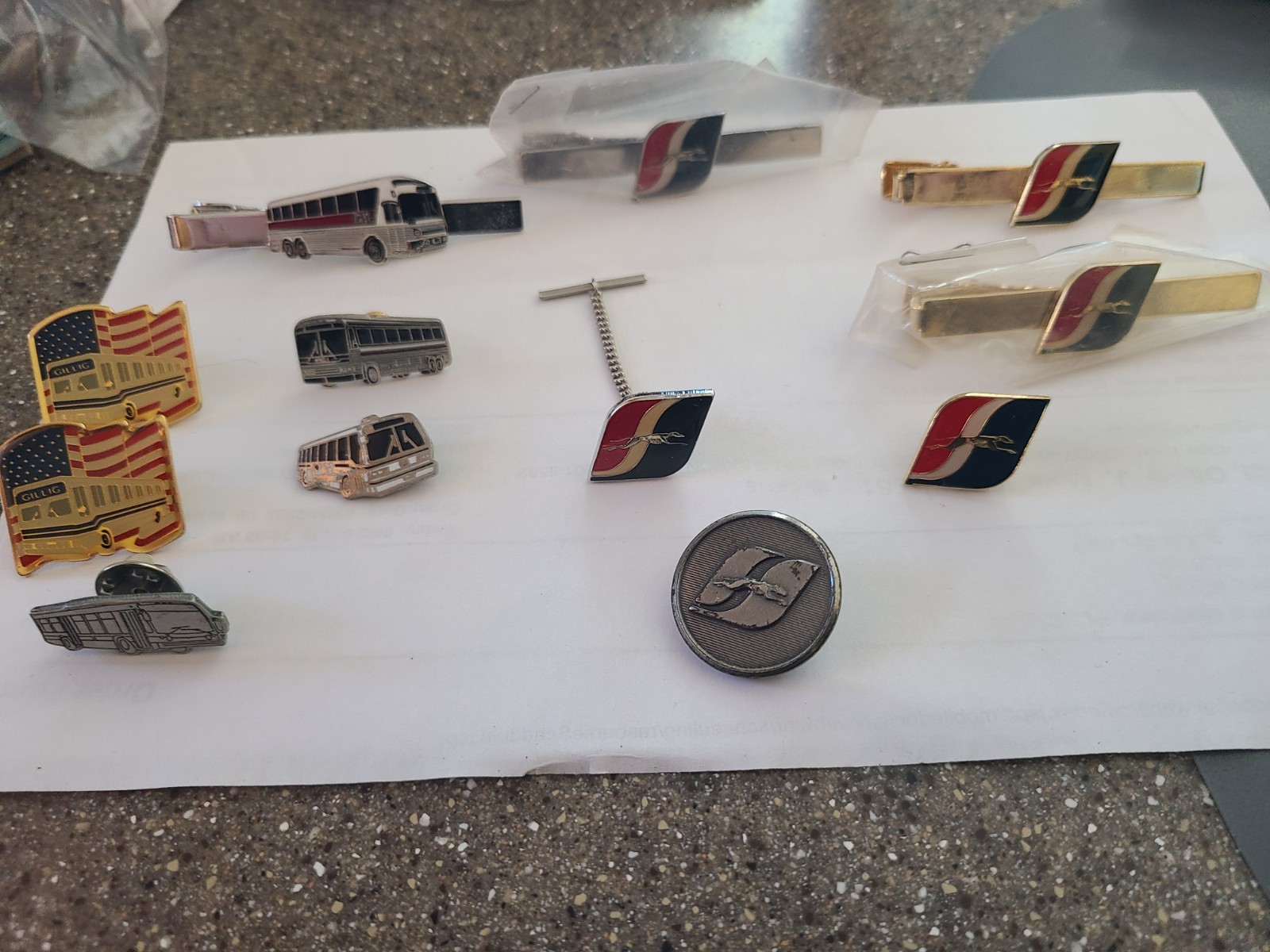 Greyhound Bus Driver Gillig MCI Tie Bars lapel pin button 12 Uniform items