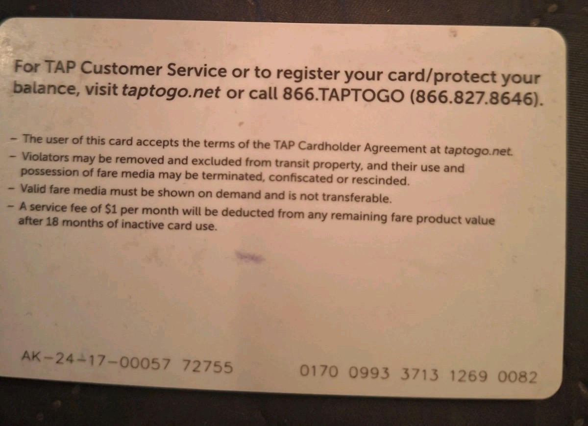 Metro TAP Card Pride LGBTQ + 2024 Bus Train Rail Subway Transit Card. Expired.