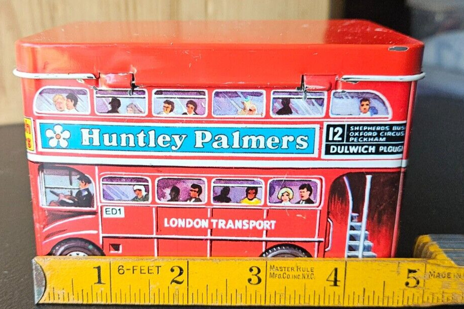LONDON BUS TRANSPORT FACSIMILE STORAGE TIN. HBS MADE IN ENGLAND. HUNTLEY PALMERS