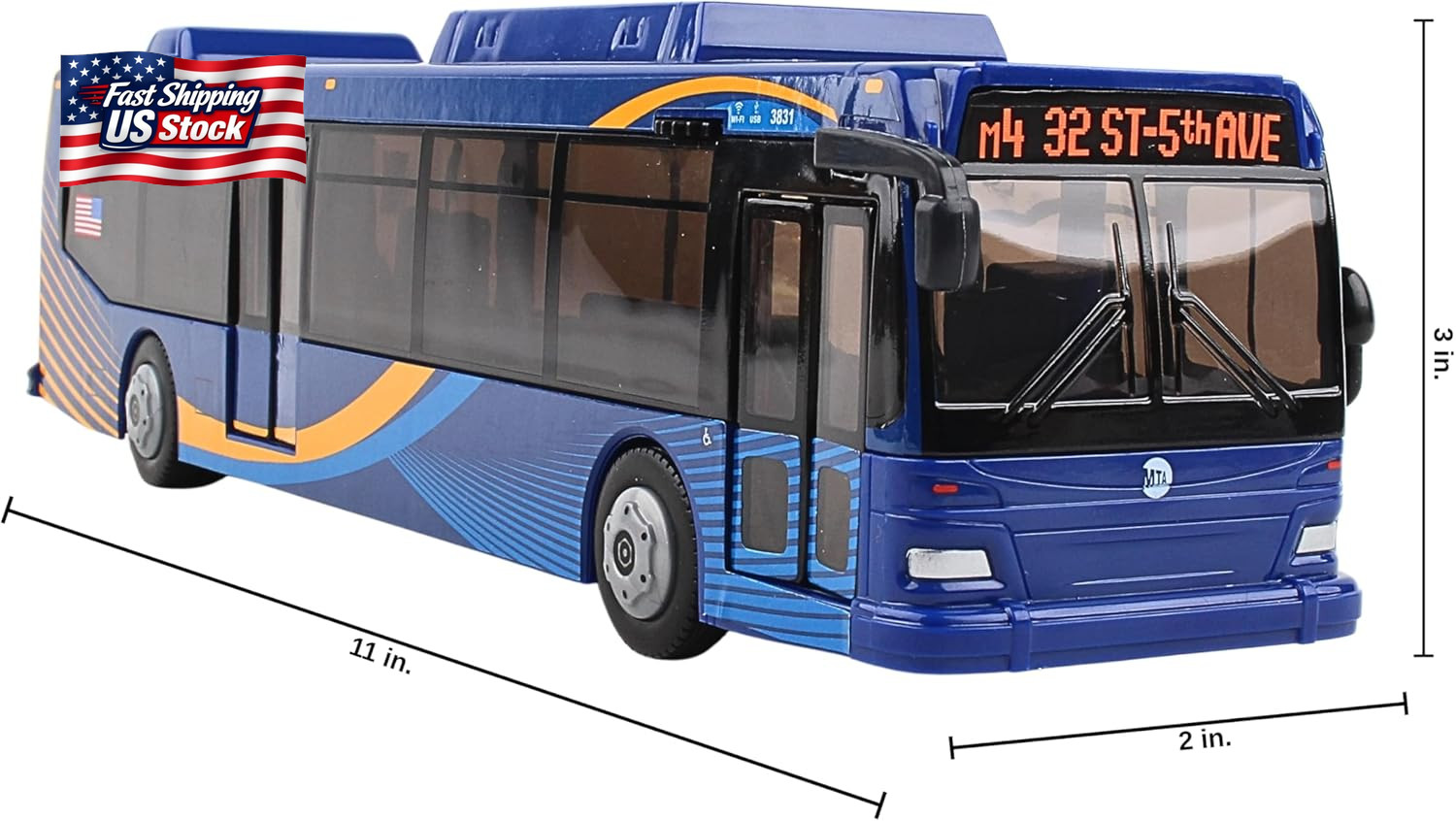Daron MTA Bus – 11-Inch Single Bus in New Blue Livery – Officially Licensed Fric