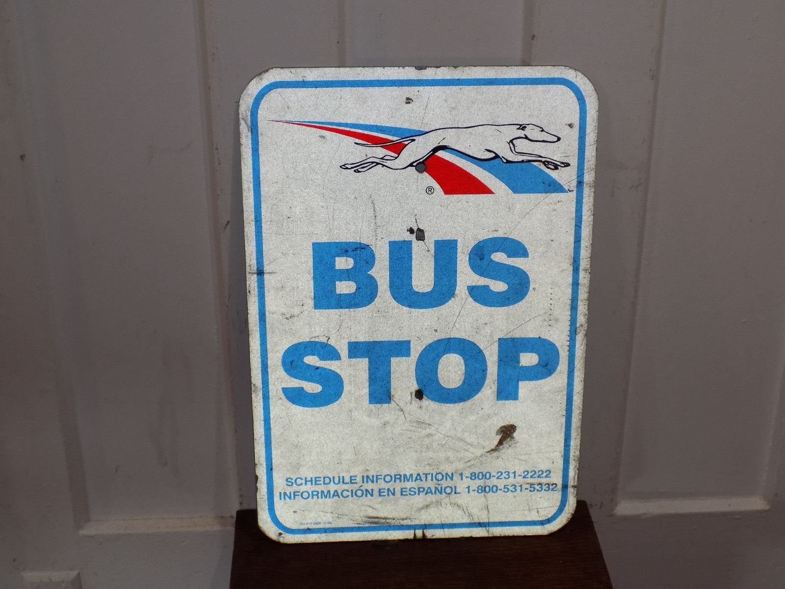 Vintage 1999 Greyhound Bus Stop Double Sided Metal Sign