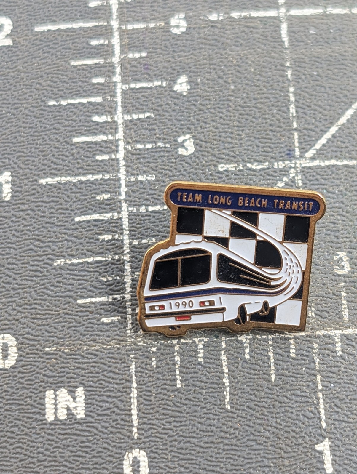 1990 Team Long Beach Transit LBT Bus California Transportation Enamel Pin VTG