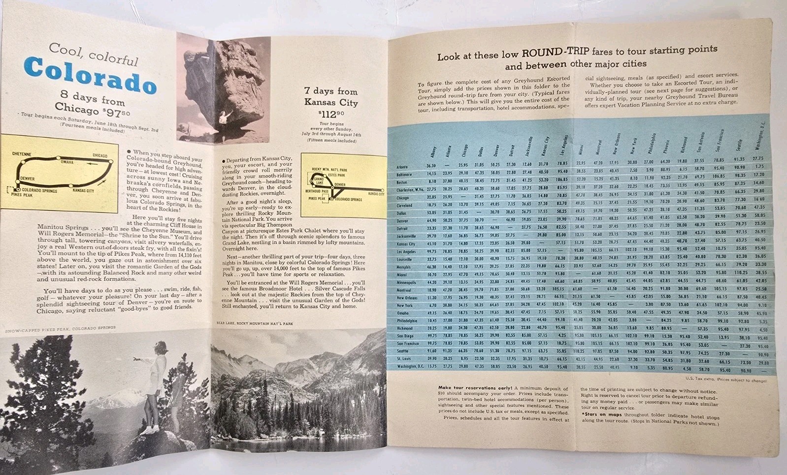 1940s Greyhound Bus Vtg Escorted Tours Travel Booklet COLOR Brochure Mexico FL