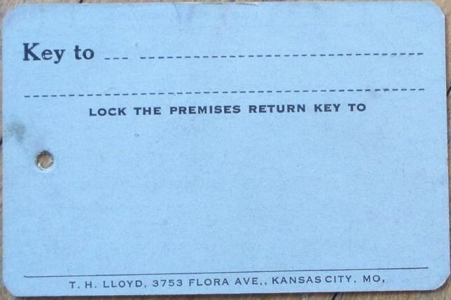 Parking Attendant 1914 Valet Key Tag with Parking Lot Map, Kansas City, MO