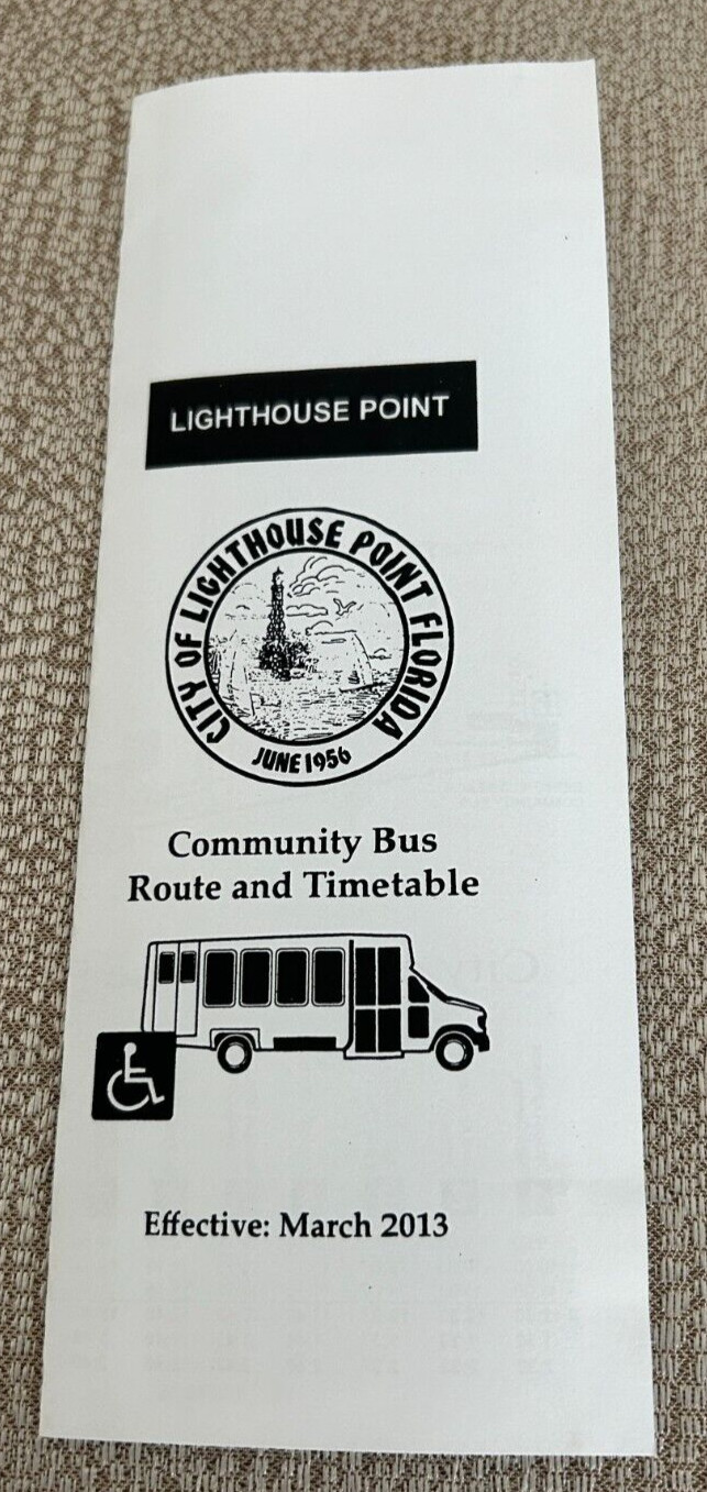 LIGHTHOUSE POINT FLORIDA COMMUNITY BUS TIMETABLE & MAP 2013