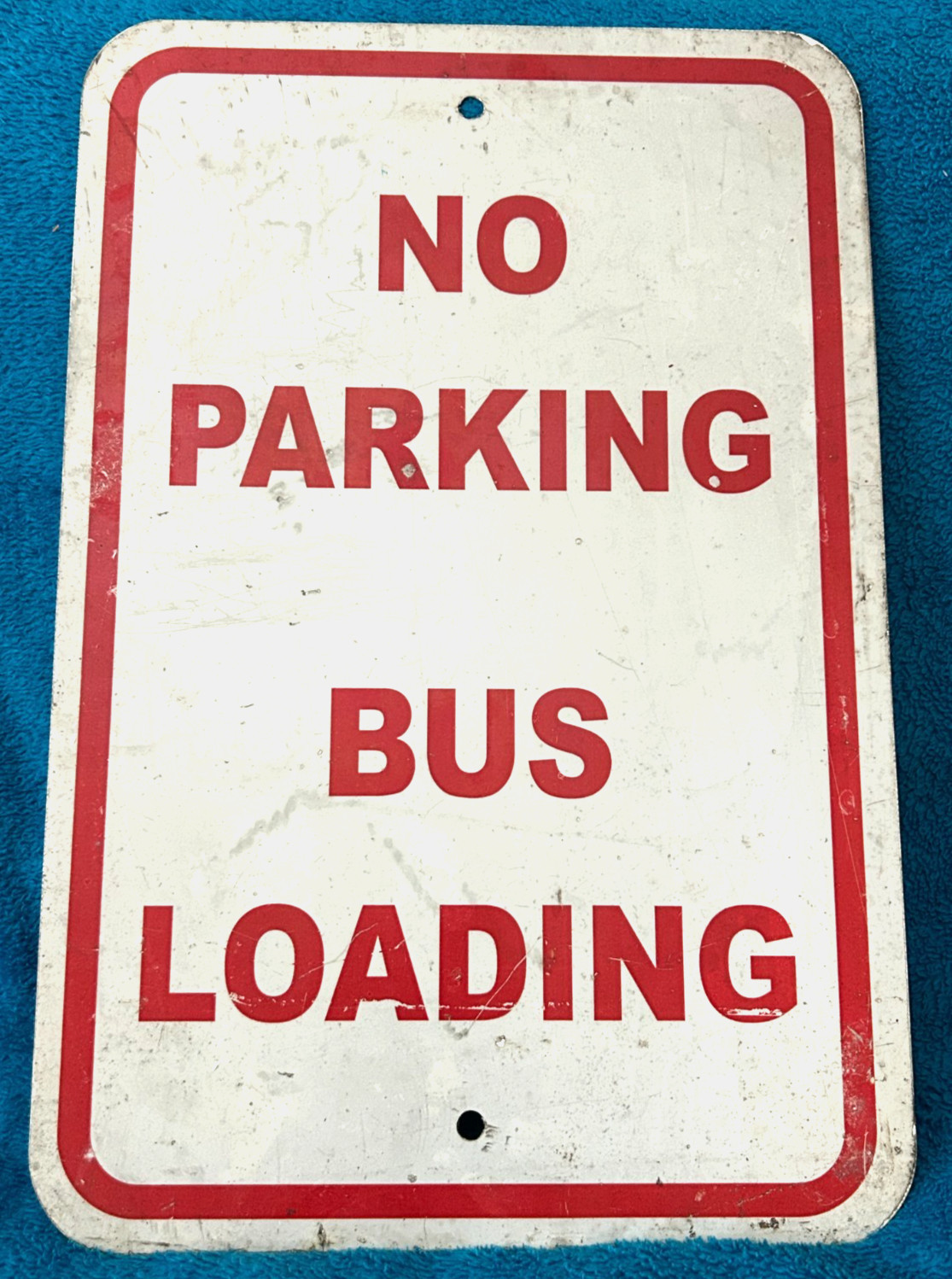Vintage Aluminum No Parking Bus Loading 18” X 12” Sign Authentic Original
